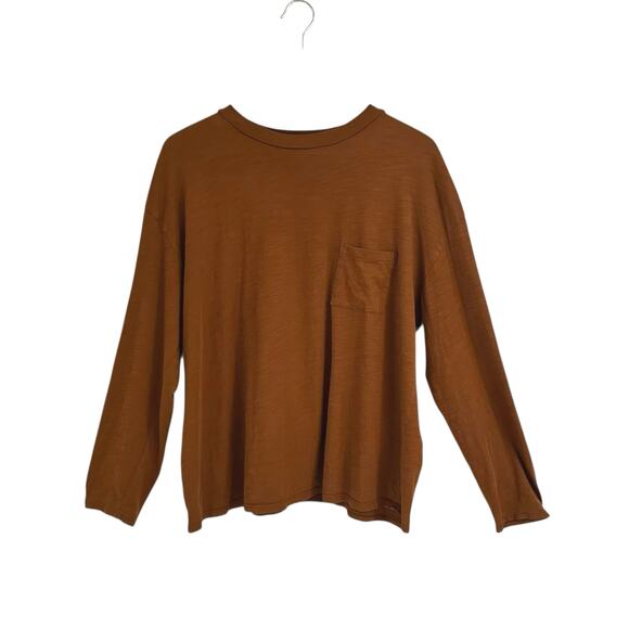 Garnet Hill Organic Pima Cotton Long Sleeve Shirt Copper Brown Sz XL - Picture 1 of 4